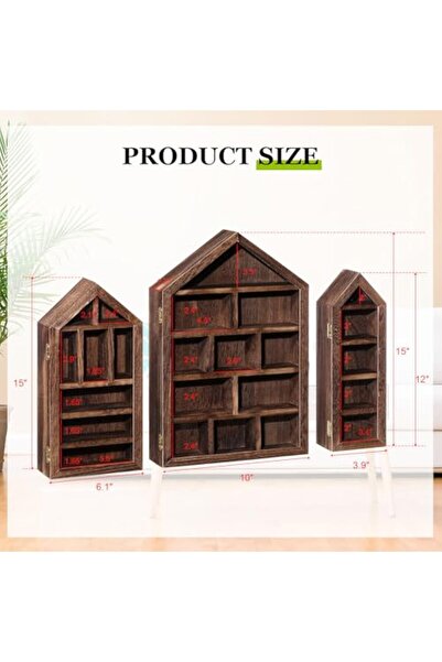 THE WHITE SHOP House Shaped Wooden Shadow Cubby Box Hanging Display Shelf (BIG)