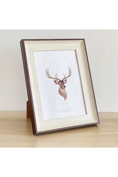 Generic مجموعة من إطارين للصور مستطيلين بسيطين بحجم A4 (21 × 30 سم) - لون الخشب الأبيض + لون الجوز