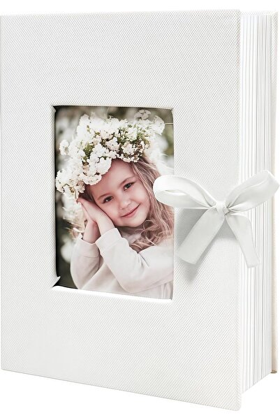 Generic Photo Album 4x6, 100 Pockets, Linen Cover Top-Loader Vertical (White)