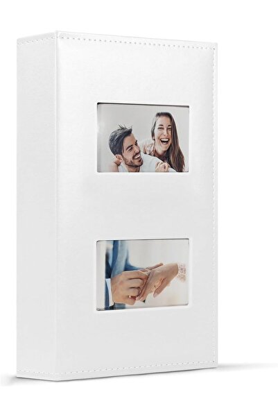URbazaar ألبوم صور من الكتان مقاس 6×4 (جلد أبيض) - يتسع لـ 300 صورة