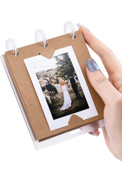 KASTWAVE ألبوم صور صغير لكاميرا Instax Mini (2×3) - 20 صفحة كرافت، إطار عرض أ...