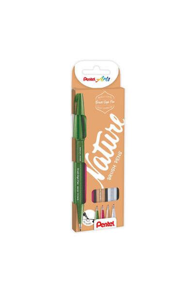 Pentel Brush Marker for Hand Lettering - Pastel Colors, 4-color Set