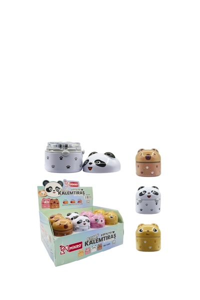 Mikro MK-6405 CUTE FRIENDS METAL ÇİFT DELİKLİ HAZNELİ KALEMTRAŞ -TEKLİ