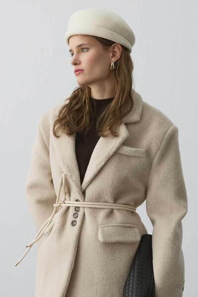 Hooopstore Cord Leather Beige Belt