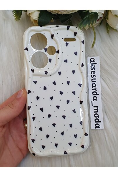 ZB Aksesuarda Moda XİAOMİ REDMİ NOTE 13 PRO PLUS UYUMLU SİYAH KALPLER BASKILI...
