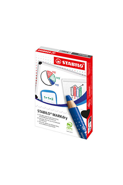 Stabilo MARKdry pencils for whiteboard, 4 colors, with sharpener and cloth
