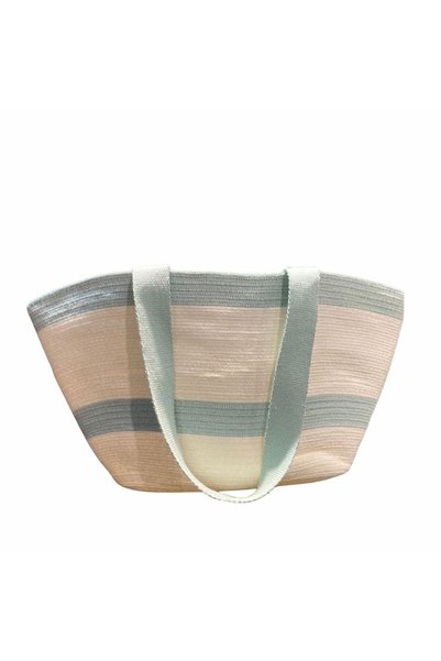 Sevenwoven Large Size Picnic and Beach Bag Striped Cream Straw Beach Bag Jute Bag Hand and Shoulder Bag