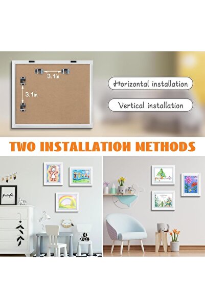 HIKKY 2 Pack Kids Art Frame, Front Opening, 8.5×11, Holds 50 pcs, White