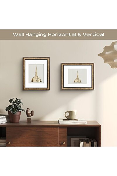 Golden State Art 11x14 Photo Frame, Dark Gold Brown & Bronze Pewter Panel with White Mat and Real Gl