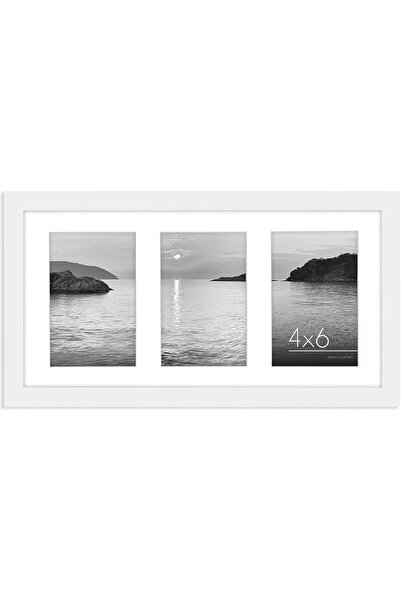 Americanflat 8x14 Collage Picture Frame in White - Three 4x6 Openings