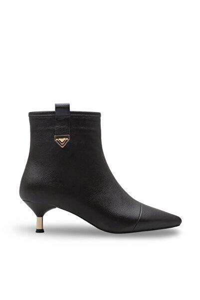 Women Lay-z Women's Brown Leather 5 cm Heel Pointed Toe Stylish Ankle Boots – Elegant and Modern Combination Complement.