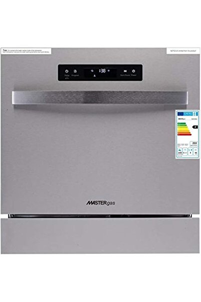 Master Gas غسالة أطباق ماستر جاز، رفين، شاشة رقمية، 7 برامج، فضي - 60 سم