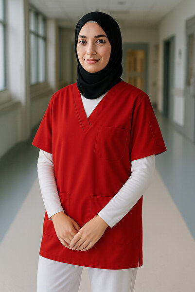 mirach Hijab Scrubs Wide Fit 4 Pocket Long Oversized Model 1. Quality Fabric Comfortable Working Uniform