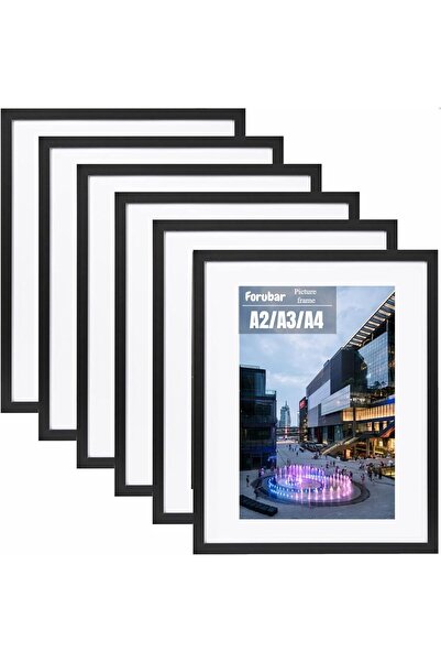 Forubar A2/A3/A4 Photo Frame Black, Clear Acrylic Solid Wood Gallery Wall Frame (A3-6pcs)