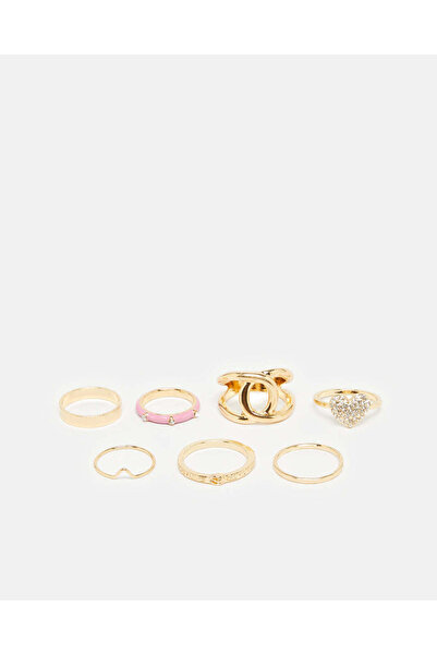 REDTAG مجموعة خواتم ذهبية نسائية (7 قطع)