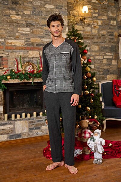 Cossy By Aqua Set de pijamale pentru bărbați cu model în carouri, cu nasturi ...