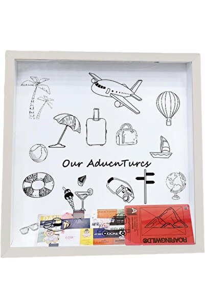 THE WHITE SHOP Adventure Travel Shadow Box (White, 12 x 12)