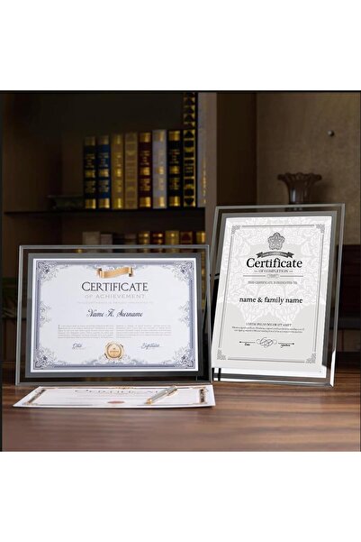 Generic Silver A4 Picture Frame Glass Certificate/Diploma Frame Photo Display Stand (2PCS)