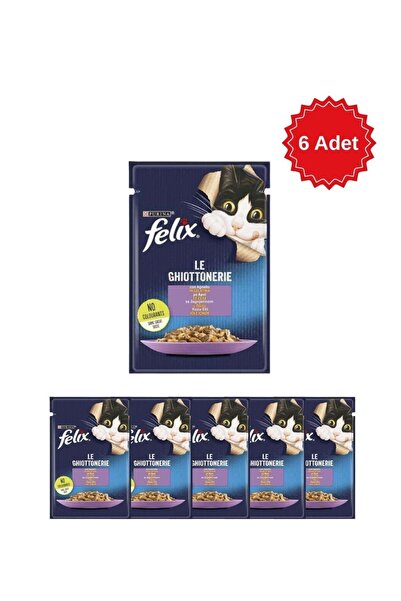 FELIX Le Ghiottonerie Kuzu Etli Jöle İçinde Yaş Kedi Maması 85 Gr x 6 Adet
