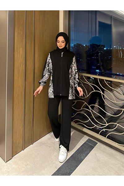 Moda Krash Modal Shawl Pattern Combined Cardigan Set