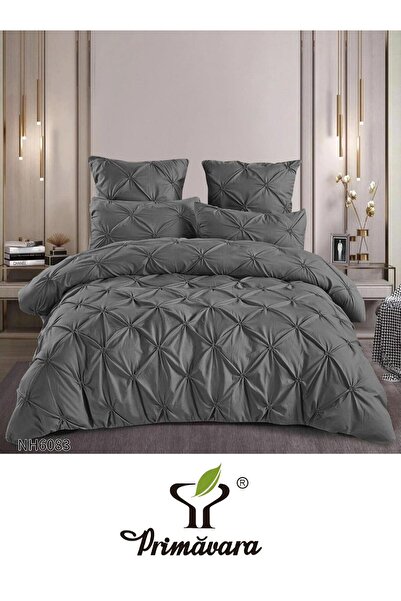 Primavara 6-PIECE DOUBLE BED LINEN IN FINE COTTON WITH EMBROIDERED PLEATS