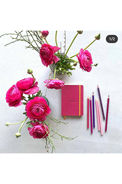 Rhodia A5 Notebook, 120 sheets, dotted, hardcover, 90 g/m² white paper, Rhodiorama, raspberry