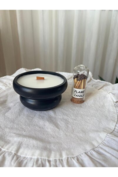 FLAME CANDLE HANDMADE CANDLES El Yapımı Boğumlu Beton Mum , Cam Fanus Kibrit ...