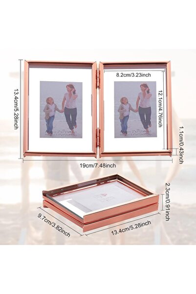 SYOSI Folding Double Metal Photo Frames Double-Sided Glass Frame (3x5 inch)