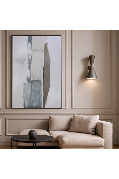 Almonfared لوحة فنية – تكوين تجريدي يُظهر تراكب عمودي لأشكال هندسية بتدرجات ا...