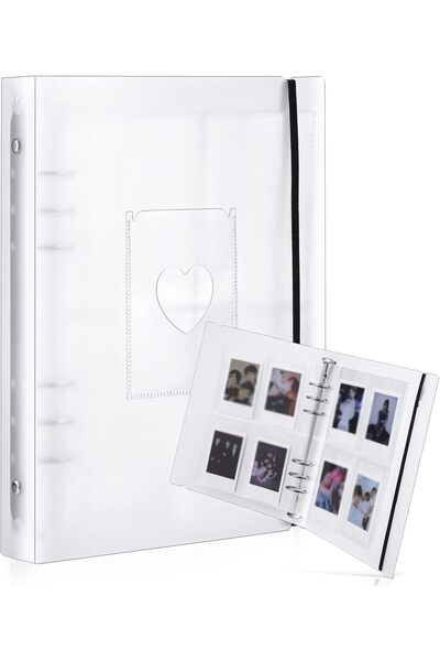 MAKINGTEC ألبوم صور صغير A5 - 20 صفحة داخلية، مجلد بطاقات صور بست حلقات (شفاف)
