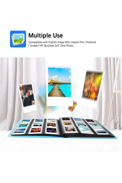 Aputue 432-Pocket Photo Album for Fujifilm Instax Mini & Polaroid Cameras (Blue, Large)