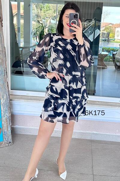 İnce Topuk Layered Chiffon Dress 6K175