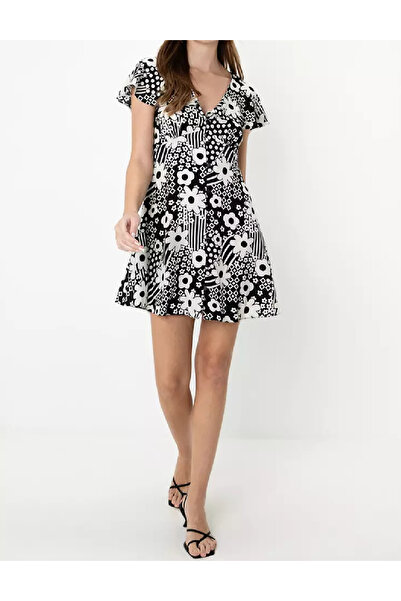 Evendi Short dress, White/Black