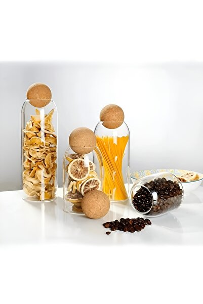 EVİMDM مجموعة من 4 برطمانات زجاجية من البوروسيليكات مع أغطية على شكل فطر وعلب...