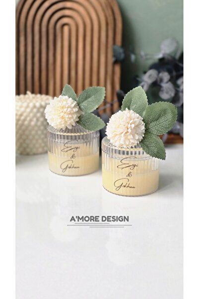 AmoreDesign Nişan Hediyelik Çiçekli Şekerlik Mum | 10 Adet