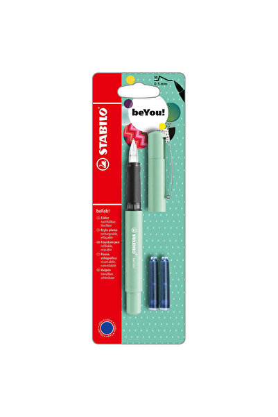 Stabilo Stilou cu peniță BeYou! beFab!, Pastel, M, Verde Mentă, 2 rezerve