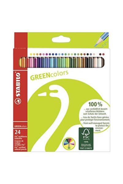 Stabilo Creioane colorate Greencolors, 24 de culori / set