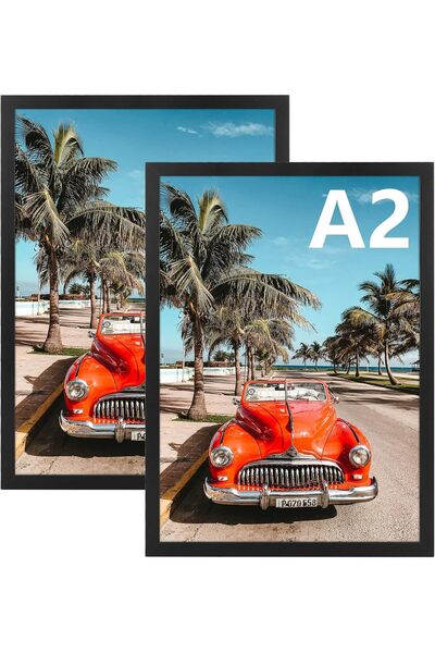 AUEAR إطار صورة A2 أسود، مجموعة من قطعتين، إطار ملصق 16.5 × 23.4