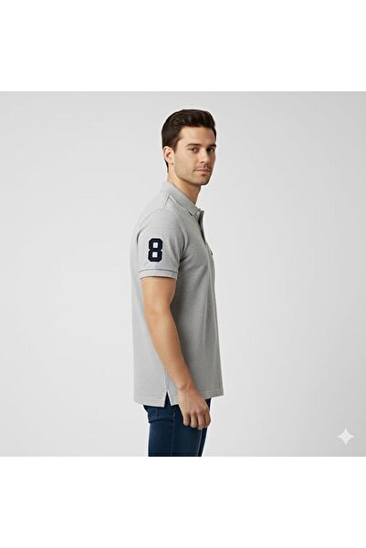 Ethic Solutions Men’s Premium Cotton Polo Shirt with Embroidered Logo – Heather Grey