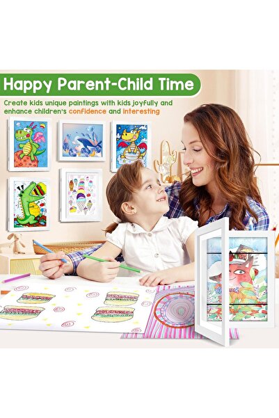 DoubleCare Kids Artwork Picture Frame, 8.5x11 Front Opening, Holds ~50 pcs, A4 Display (White)