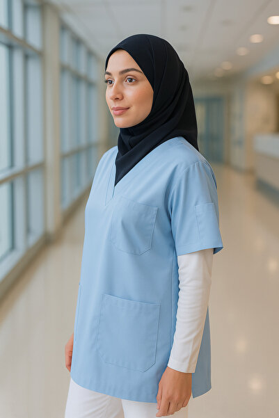 mirach Hijab Scrubs Wide Fit 4 Pocket Long Oversized Model 1. Quality Fabric Comfortable Working Uniform