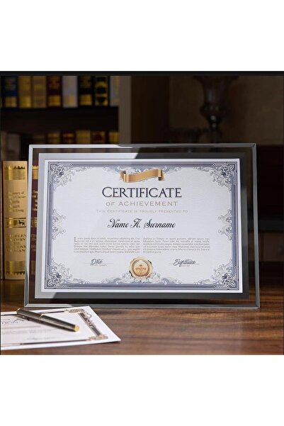 Generic Silver A4 Picture Frame Glass Certificate/Diploma Frame Photo Display Stand (2PCS)