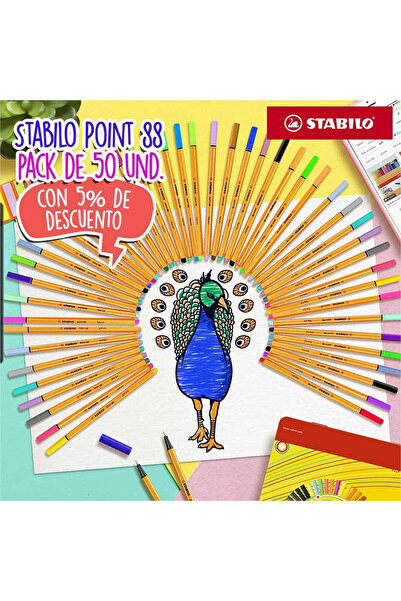 Stabilo point 88 fineliner, 50 pcs set, metal case