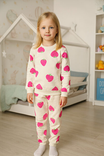 zahider Σετ πιτζάμες από βαμβακερό σχέδιο φράουλα για κορίτσια