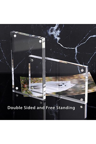 BTSKY 3 x 5 inch Clear Acrylic Magnetic Double-Sided Frameless Photo Frame