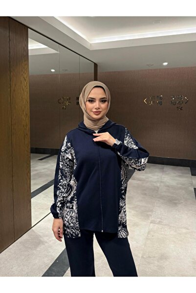 Moda Krash Modal Shawl Pattern Combined Cardigan Set