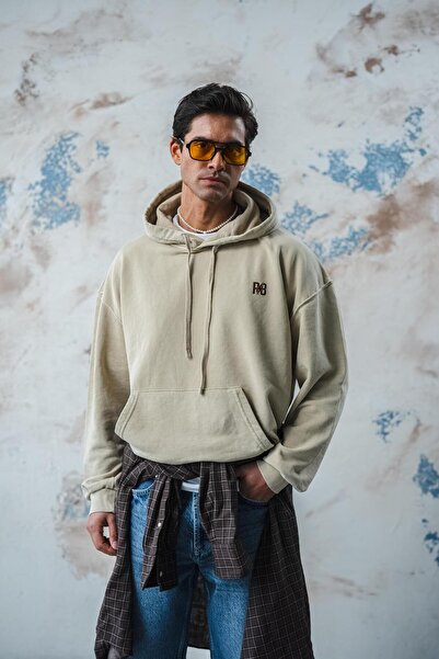 R8 STUDIOS Erkek Bej Sweatshirt SWT-HD-5002