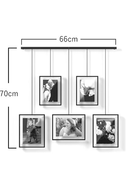 umbra Exhibit Picture Frame Gallery Set Adjustable Collage Display for 5 Photos, Black