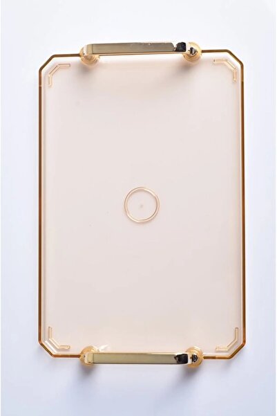 ŞURA MUTFAK 6 Pieces Turkish Coffee Presentation Tray with Gold Handles |   6-Piece Stylish Set 25X17Cm Copper