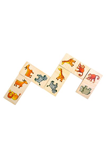 Small Foot Wooden Domino Game FSC® – Safari Animals, with Storage Box, 28 Pieces